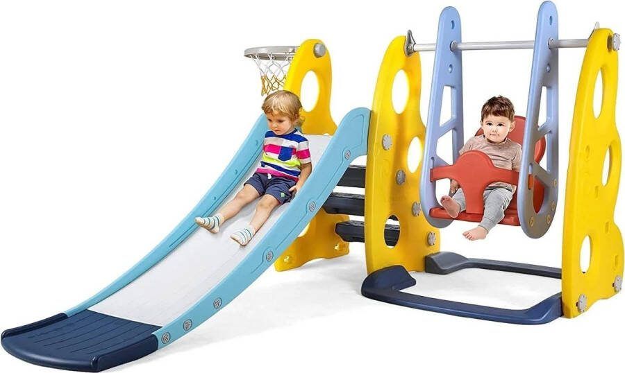 Leonova glijbaan peuter speeltoestel babyschommel 3 in 1 150 cm glijbaan 196x116.5x90 cm multifunctioneel