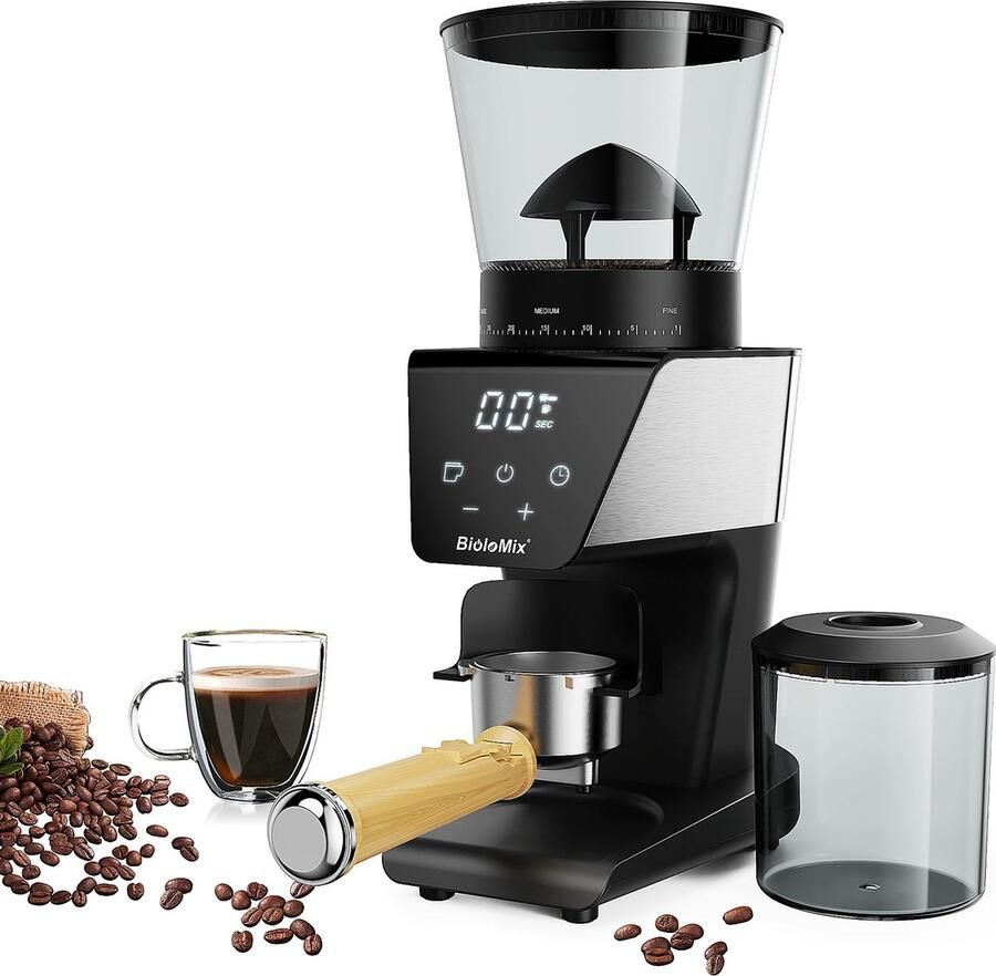 Leonova koffiemolen electrisch koffie molen 17x14x34.5 cm 30 versnellingen met bonenopslag 300W