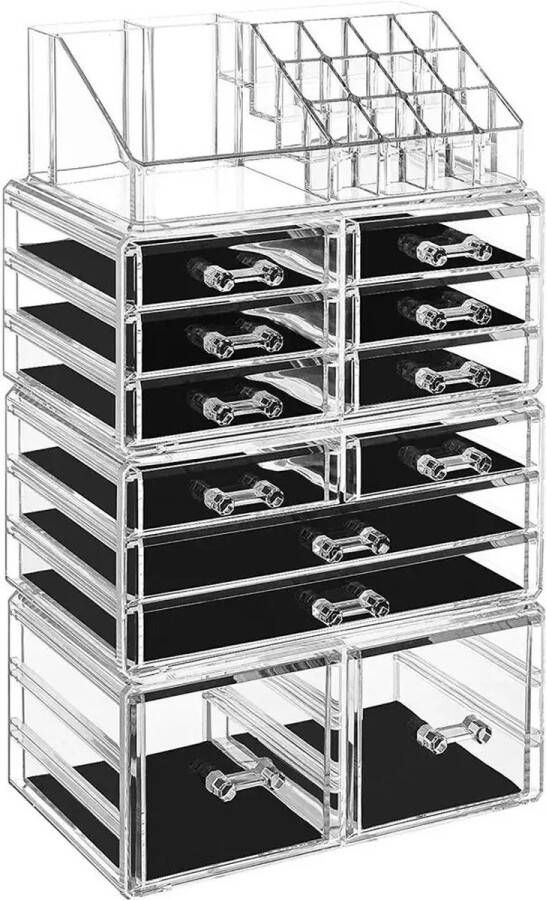 Leonova make up organizers make up organizer transparant makeup organizer transparant 4 delen 24x11x54.5 cm 12 laden