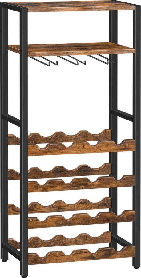 Leonova wijnrek wijnkast wijnrekken 24x41.5x100 cm 16 flessen wijn met glazenhouder met tafelblad meubilair