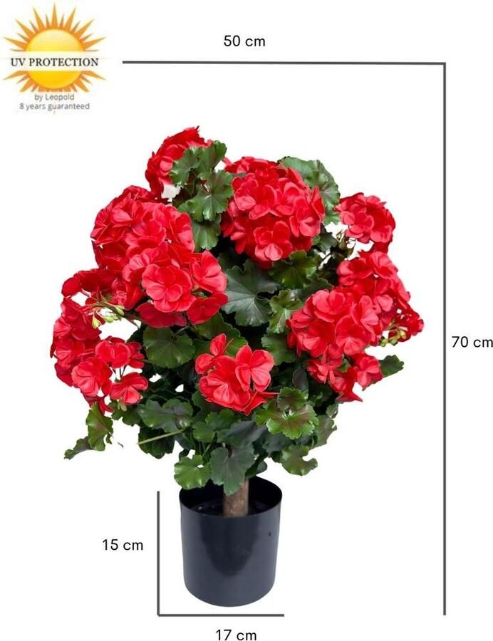 LeopoldFlora Geranium bol kunstplant 50 cm UV rood