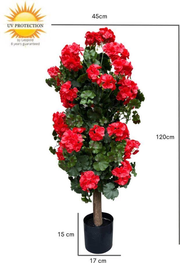LeopoldFlora Rode Geranium kunstplant kolom 120cm uv-bestendig