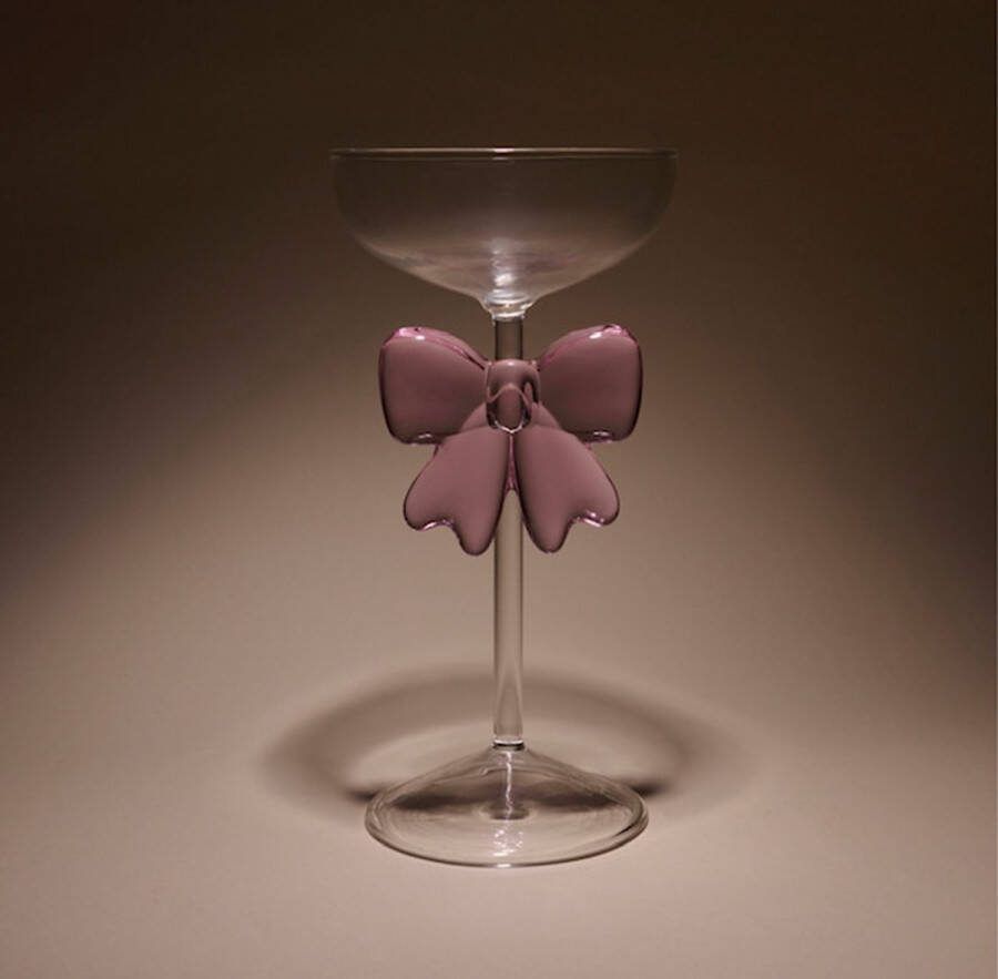 Lepelclub Bow coupe pink Glas met strik Cocktailglas Aesthetic
