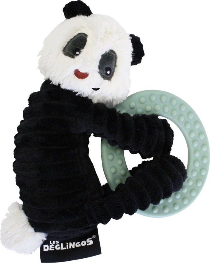 Les Deglingos Bijtring panda zwart wit mint