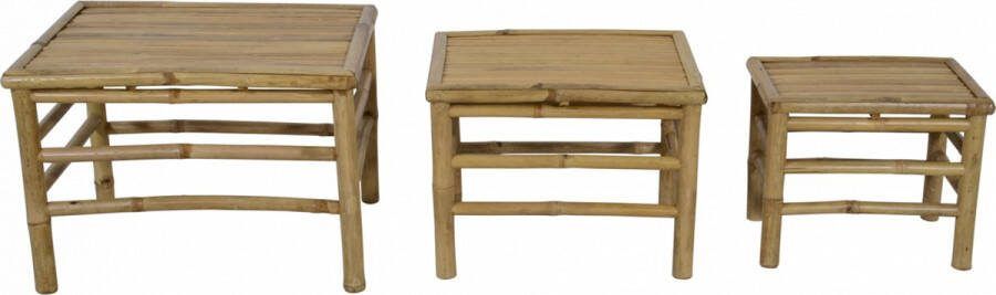 Express Bamboe kruk rechthoek 58-48-39 cm Set van 3 stuks