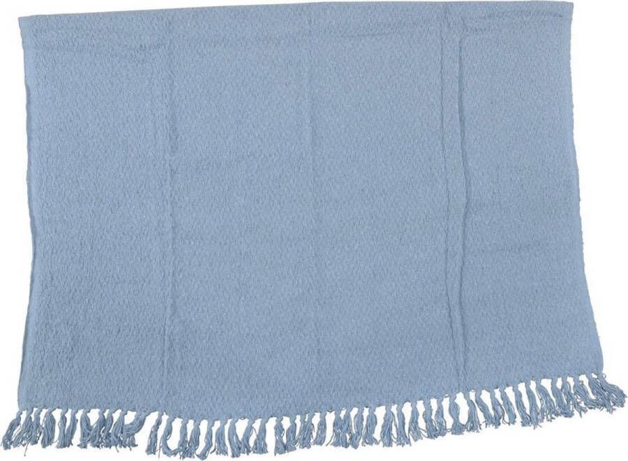 Lesli Outdoor Living Plaid gerecycled katoen set van 2 plaids blauw en lichtblauw