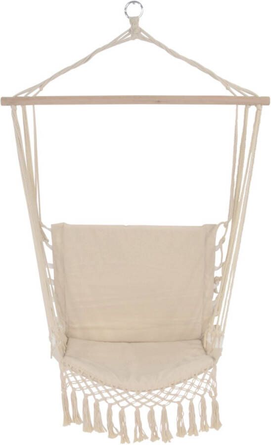 Lesliliving Comfortabele Tuin hangstoel Ibiza macrame 110 x 47 cm Tuinstoelen hamgstoelen Hangmat