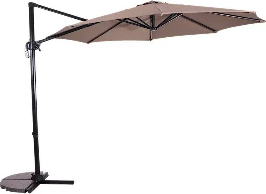 Lesliliving Grote Zweefparasol Libra Taupe 3m Compleet