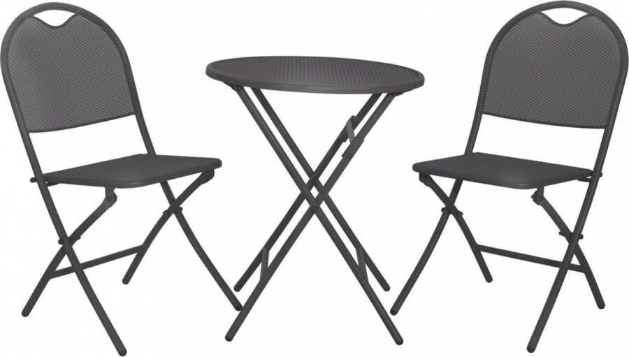 Lesliliving Lesli Living Nordic bistro tuinset 3-delig strekmetaal inklapblaar 2 personen