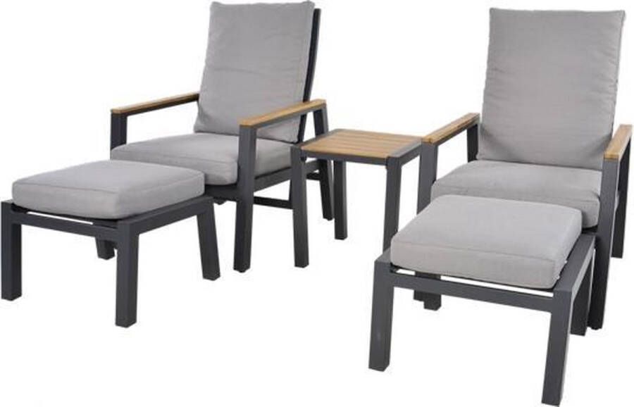 Lesliliving Lounge Tuinstoelen Duoset Coda Antraciet 2-persoons