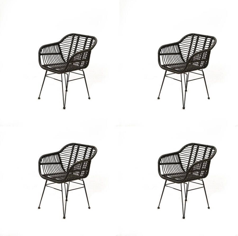 Lesliliving Lesli Living Moda tuinstoel 4 stuks zwart