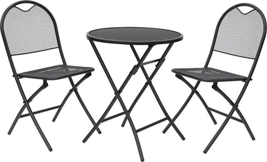 Lesliliving Lesli Living Nordic bistro tuinset 3-delig strekmetaal inklapblaar 2 personen
