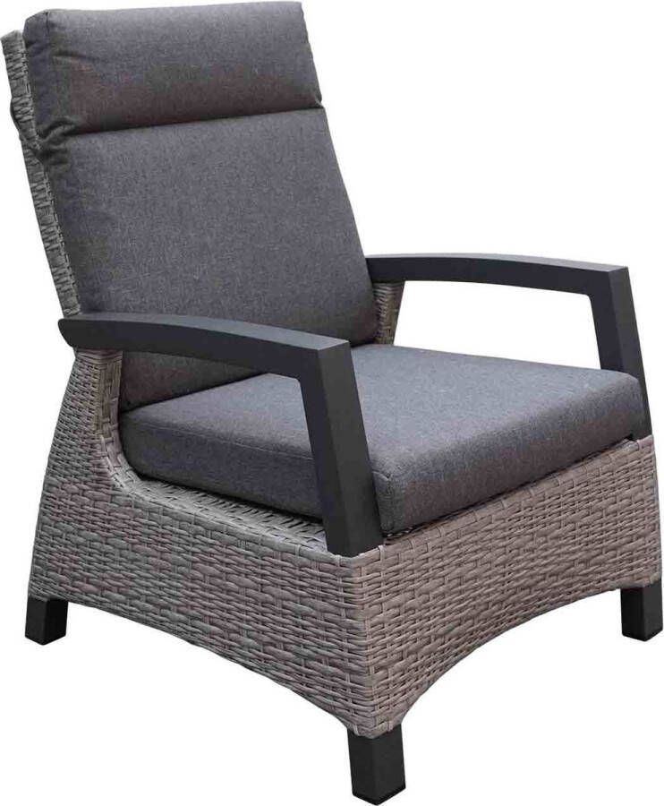 Lesliliving Lesli Living Prato brick loungestoel tuin aluminium verstelbaar antraciet