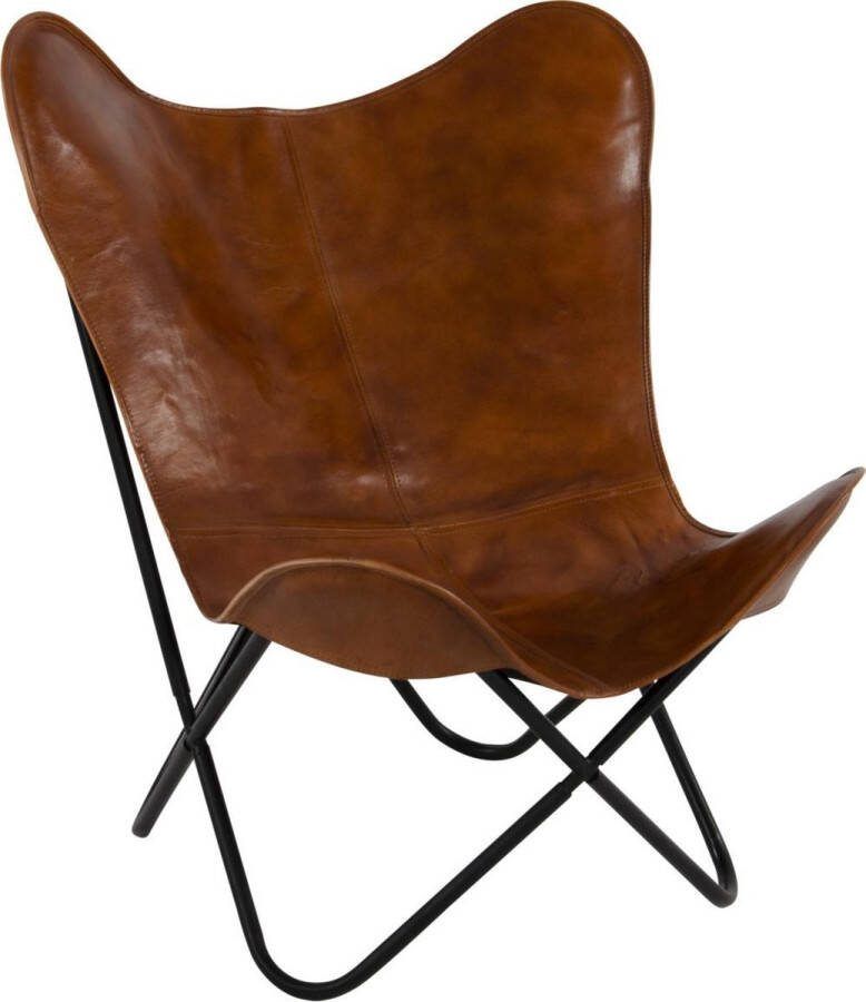 Lesliliving Lesli Living Vlinderstoel Buffalo 75x75x87 cm bruin