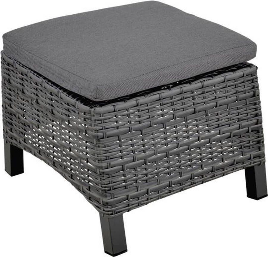 Express Prato Forte voetenbank wicker hocker antraciet 50x54x37 cm