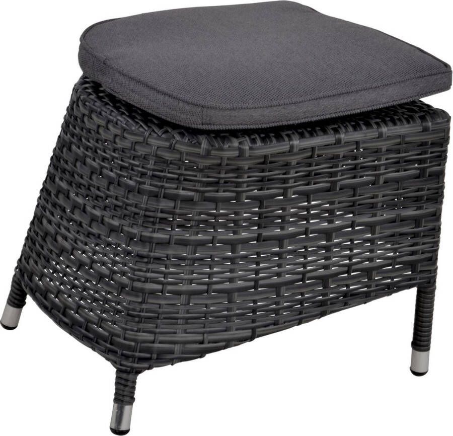 Express Soho Forte voetenbank wicker hocker antraciet 52x50x42 cm