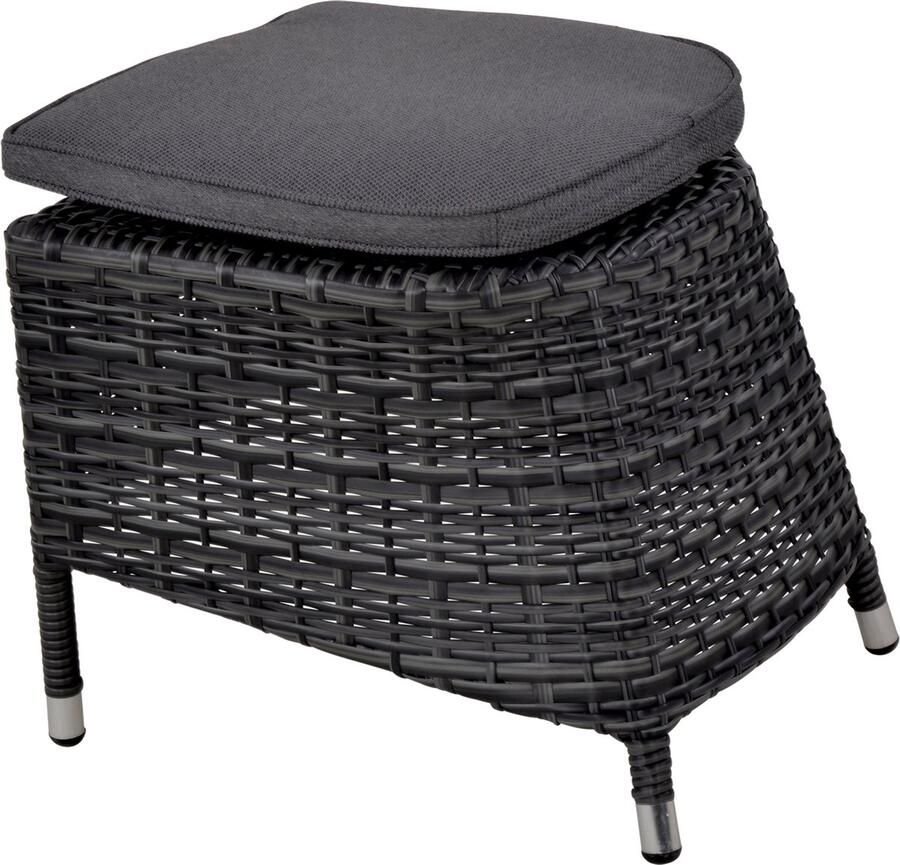 Express Soho Forte voetenbank wicker hocker antraciet 52x50x42 cm