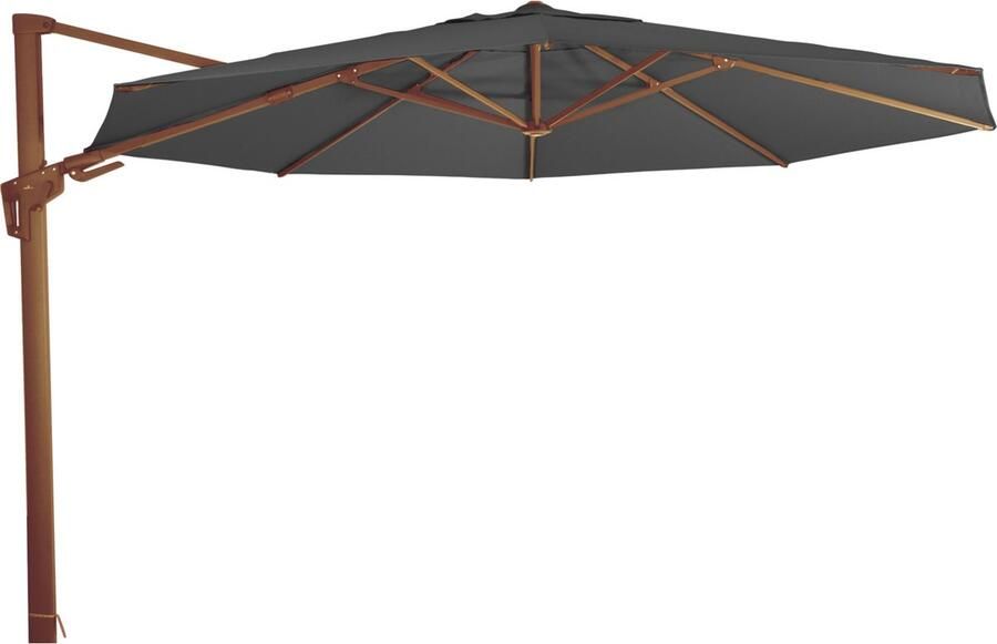 Lesliliving Outdoor Living Zweefparasol VirgoFlex houtlook grijs Ø3 5mtr