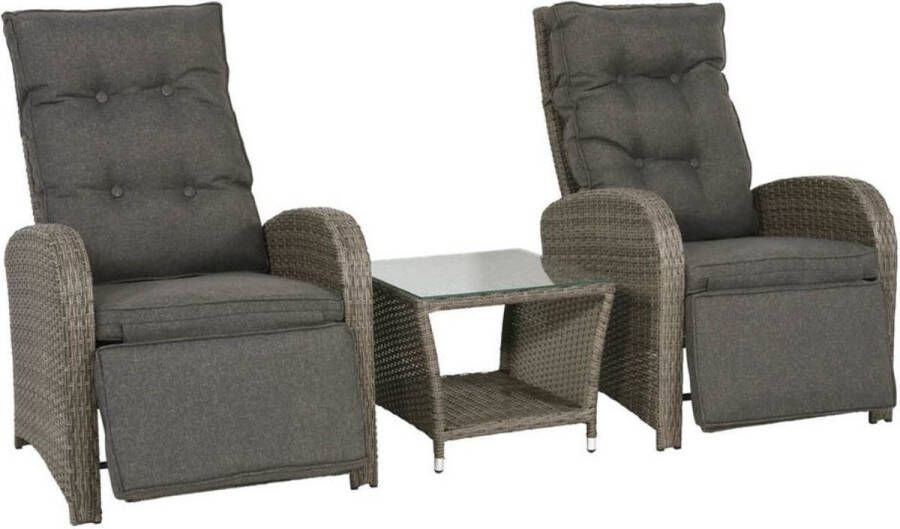 Lesliliving Loungeset Duoset Melia 2 verstelbare stoelen + tafel Balkonset