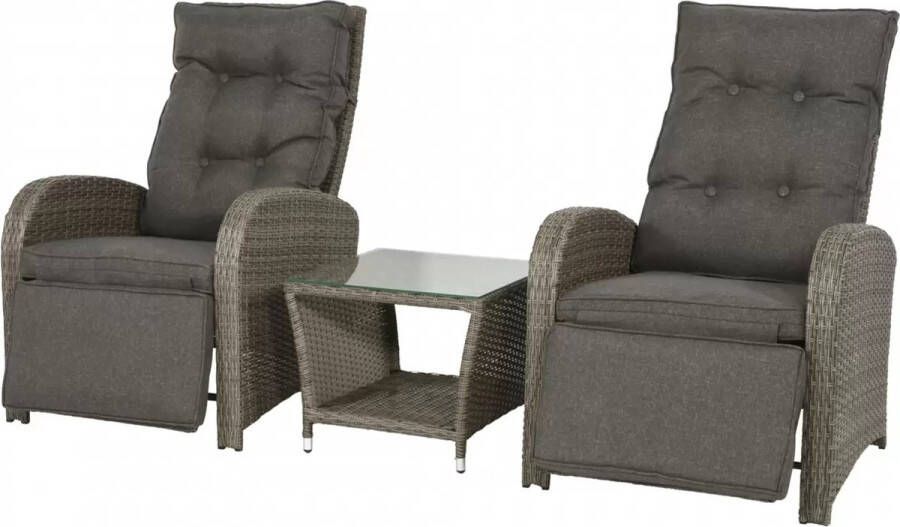 Lesliliving Loungeset Duoset Melia 2 verstelbare stoelen + tafel Balkonset