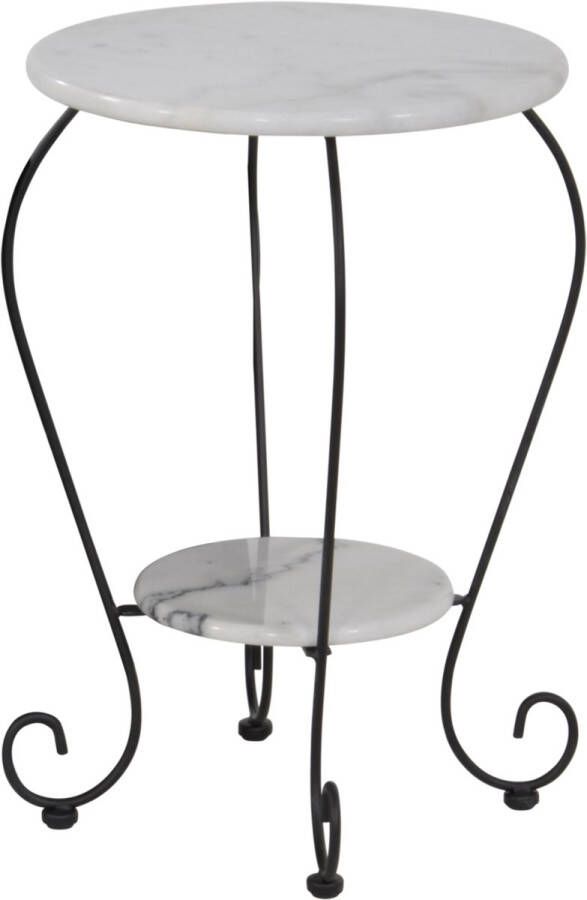 Lesliliving Outdoor Living Bijzettafel marmer wit Ø25 Ø41cm