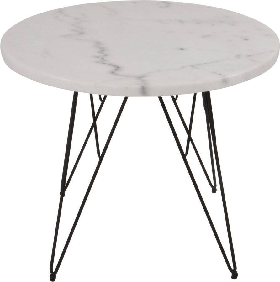 Lesliliving Outdoor Living Bijzettafel marmer wit Ø55x45cm