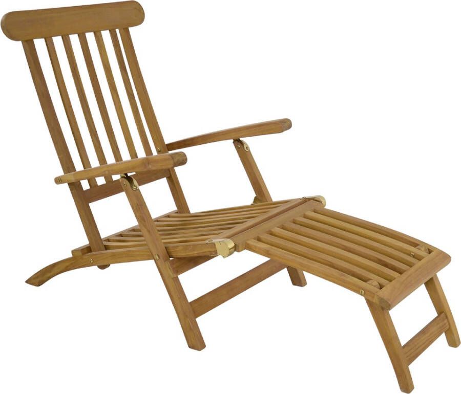 Lesliliving Outdoor Living Deckchair teak verstelbaar