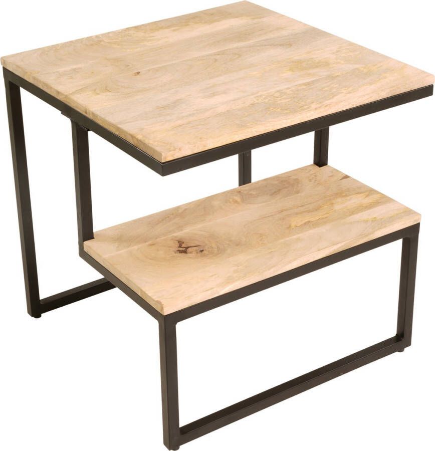 Express Owen bijzettafel mangohout met stalen frame 50x50x50 cm