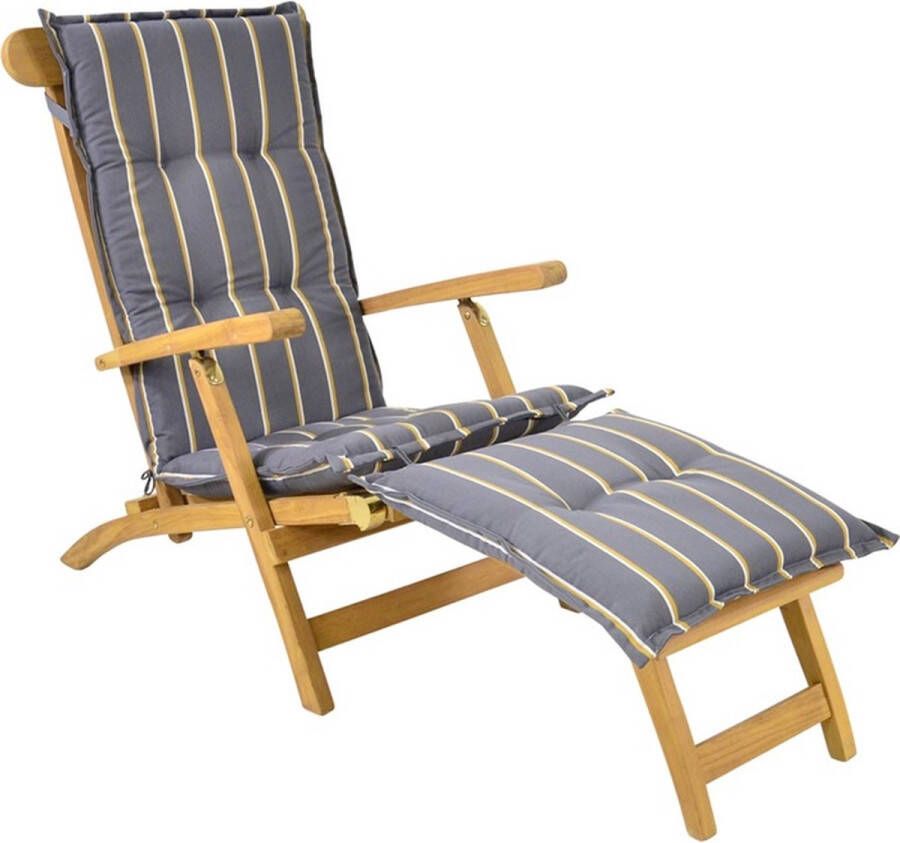 Lesliliving Outdoor Living Tuinkussen deckchair streep antraciet