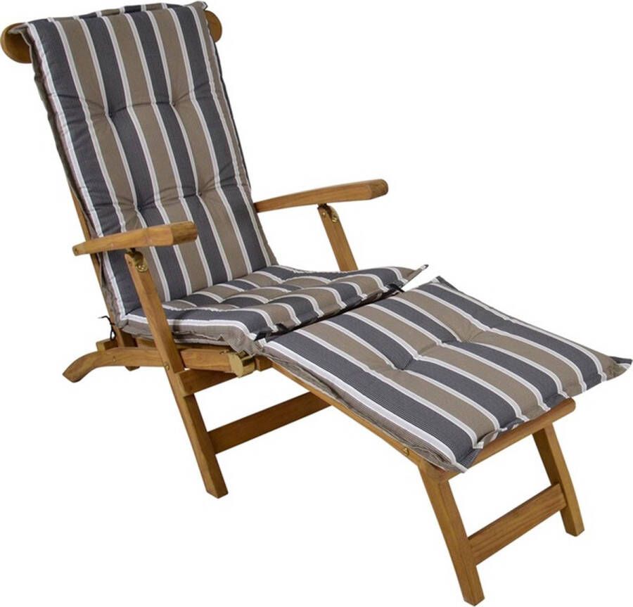 Lesliliving Outdoor Living Tuinkussen deckchair streep grijs bruin