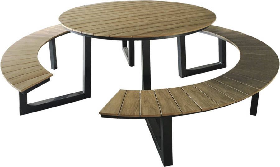 Lesli Living Arezzo picknickset rond polywood teaklook