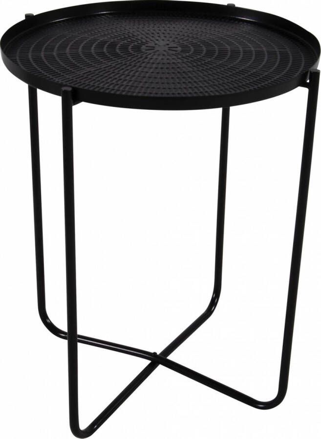 Lesli Living Zwarten ronde plantentafel plantenstandaard bijzettafel oppottafel 50 cm Bijzettafels