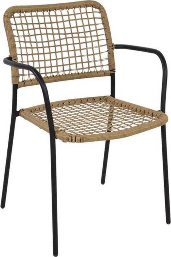 LES liliving Stapelstoel Kara 58.8 x 56.5 x 81.5 cm Zwart Gecoat Staal Frame Natural PE Wicker - Foto 2