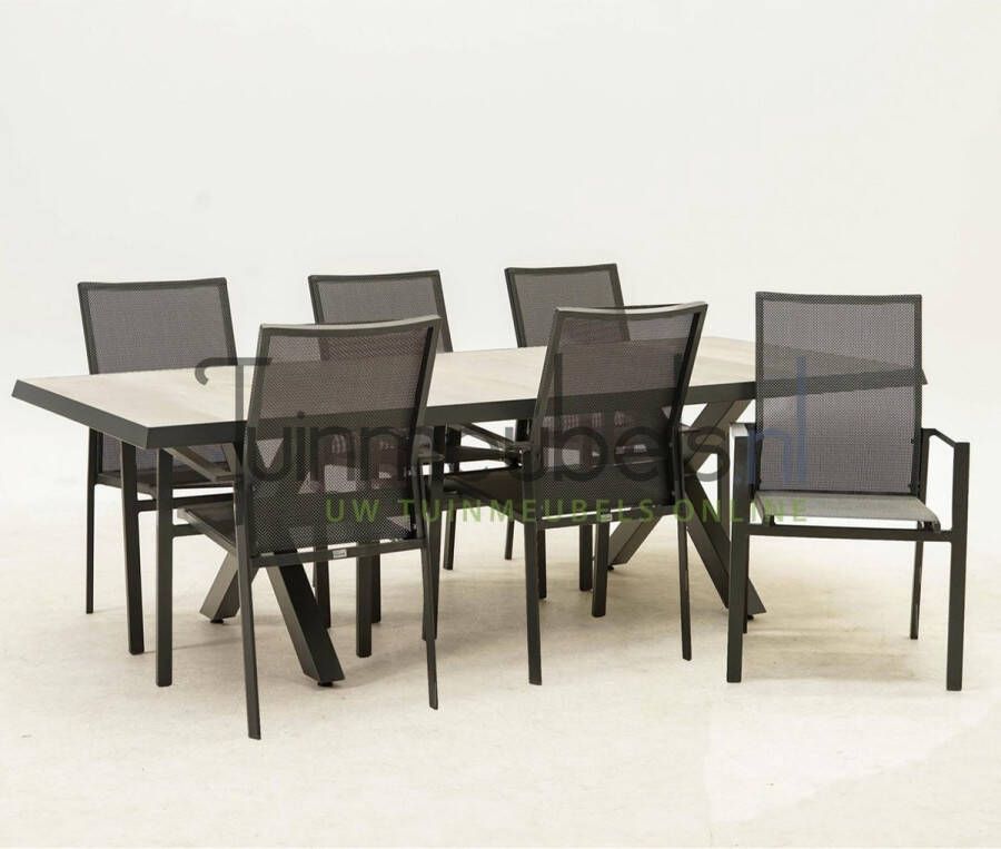 Lesliliving Tuinset Delia hoge rug met Castilla negro kruispoot 240cm tafel