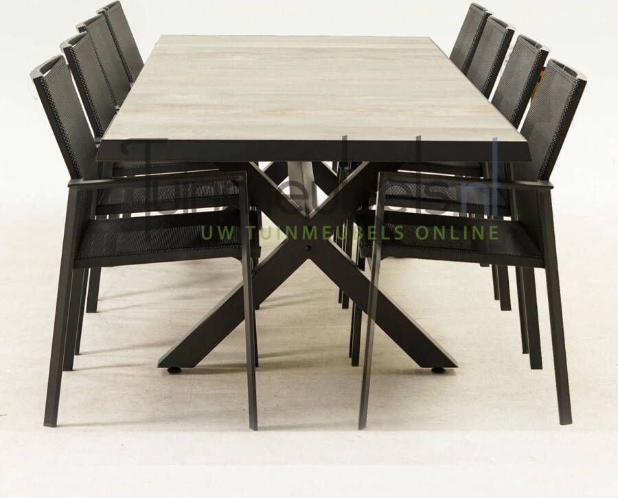 Lesliliving Tuinset Delia met Castilla negro kruispoot 240cm tafel