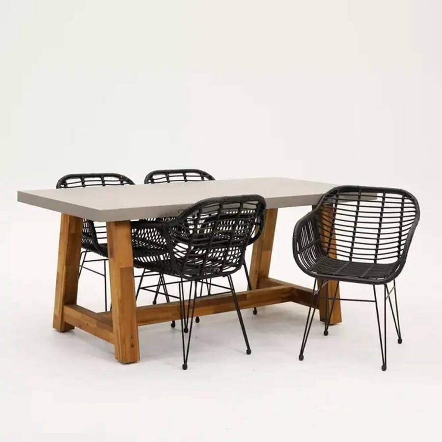 Lesliliving Tuinstoel moda zwart met Veltis tafel 180 cm