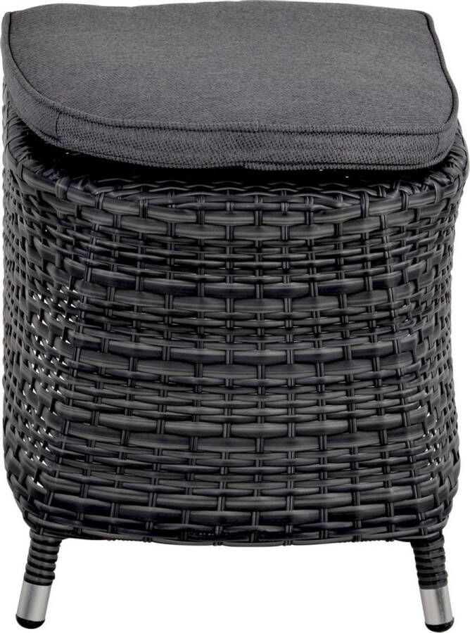 Express Soho Forte voetenbank wicker hocker antraciet 52x50x42 cm