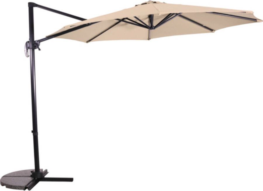 Lesliliving Zweefparasol Libra Ecru Ø300 cm inclusief kruisvoet & hoes