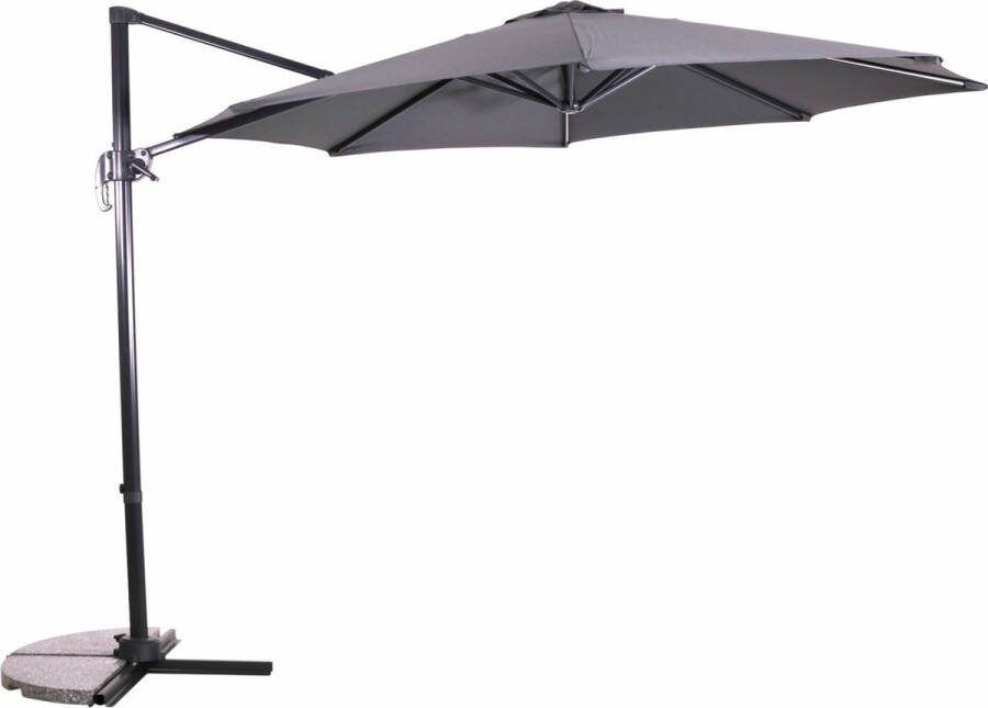 Lesliliving Zweefparasol Libra Grijs Ø300 cm inclusief kruisvoet & hoes
