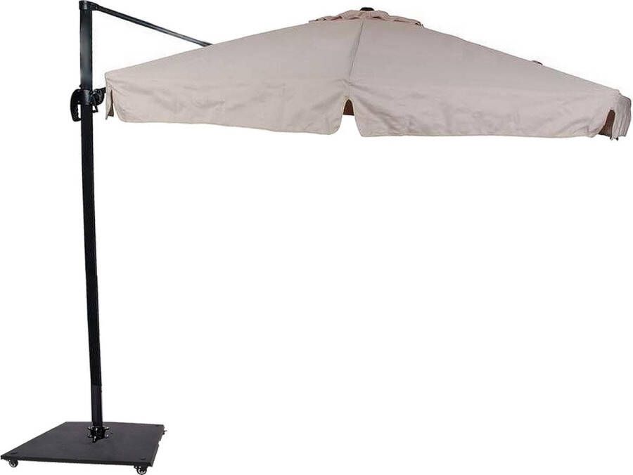 Lesliliving Zweefparasol Virgo Ecru Ø350 Cm Inclusief Zware Parasolvoet