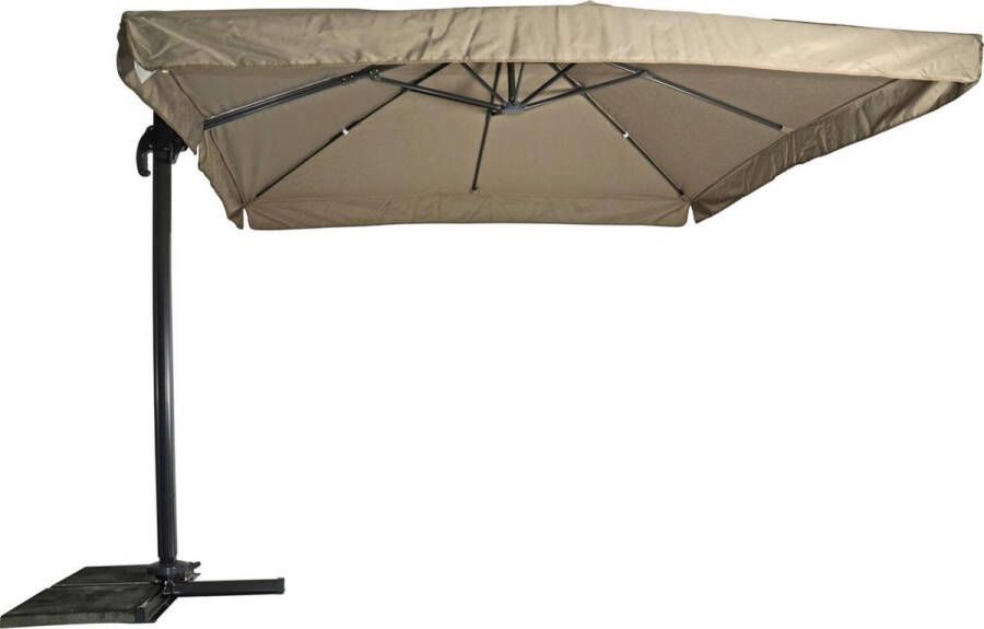 Lesliliving Zweefparasol Virgo Taupe 300 x 300 cm inclusief kruisvoet