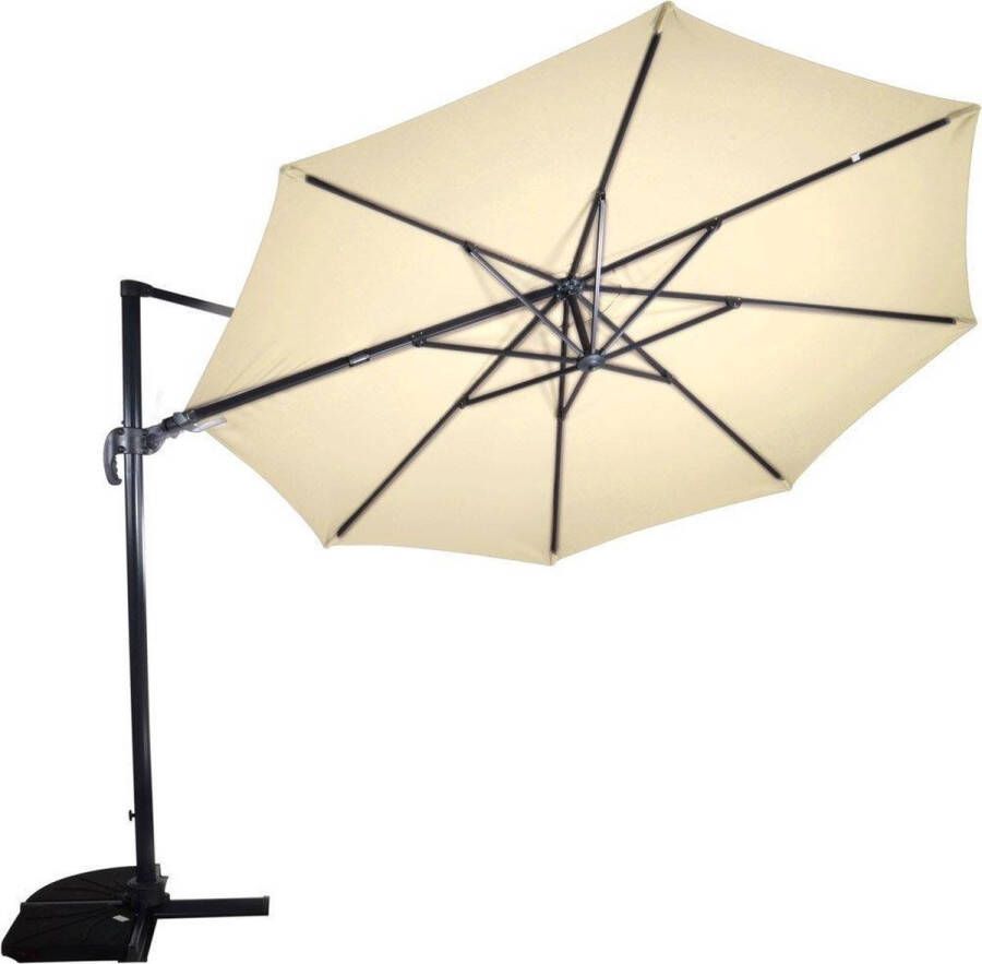 Lesliliving Zweefparasol VirgoFlex Ecru Ø350 cm inclusief kruisvoet