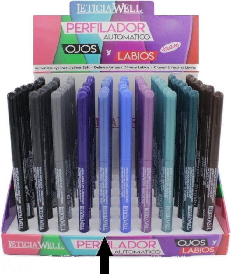 LETICIA WELL – Blauw Metallic Blue lippotlood en oogpotlood draaibaar zacht Automatic Eyeliner Lipliner Soft – Nummer 33359 1 stuks