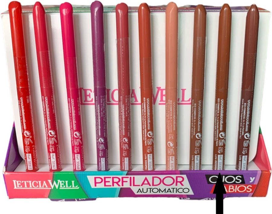 LETICIA WELL – Bruin lippotlood en oogpotlood draaibaar zacht Automatic Eyeliner Lipliner Soft – Nummer 33308 1 stuks