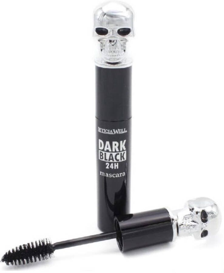 LETICIA WELL Dark Black Waterproof 24H Mascara Dop met Doodshoofd Doodskop Schedel Skull 1 flesje met 10 ml inhoud