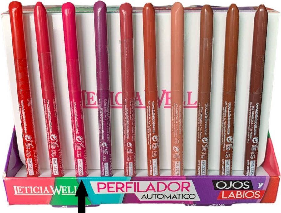 LETICIA WELL – Fel Roze Cherry lippotlood en oogpotlood draaibaar zacht Automatic Eyeliner Lipliner Soft – Nummer 33368 1 stuks