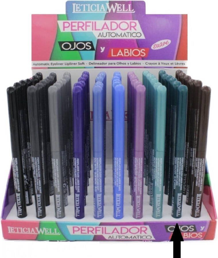 LETICIA WELL – Groen Blue Green lippotlood en oogpotlood draaibaar zacht Automatic Eyeliner Lipliner Soft – Nummer 33358 1 stuks