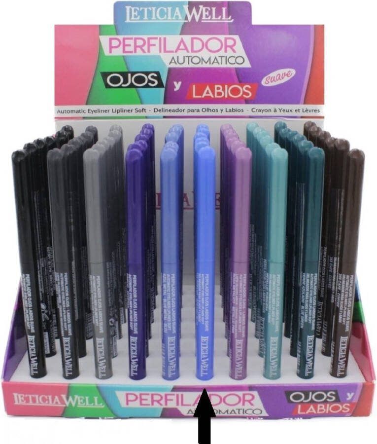 LETICIA WELL – Licht Blauw Oceanic Blue lippotlood en oogpotlood draaibaar zacht Automatic Eyeliner Lipliner Soft – Nummer 33314 1 stuks