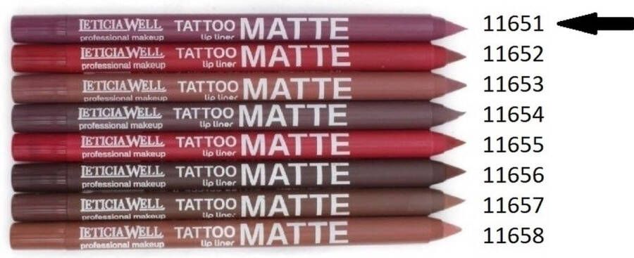 LETICIA WELL Matte Tattoo Lippotlood Lipliner Oud Roze Fucsia Nummer 11651 1 stuks