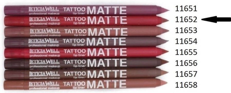 LETICIA WELL – Matte Tattoo Lippotlood Lipliner – Rood Hot Red Nummer 11652 1 stuks